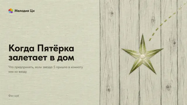 Светлые половицы комнаты, написанные тонкой линией тушью, вид сверху; на них из угла влетает вышитая шёлком пятилучевая звезда