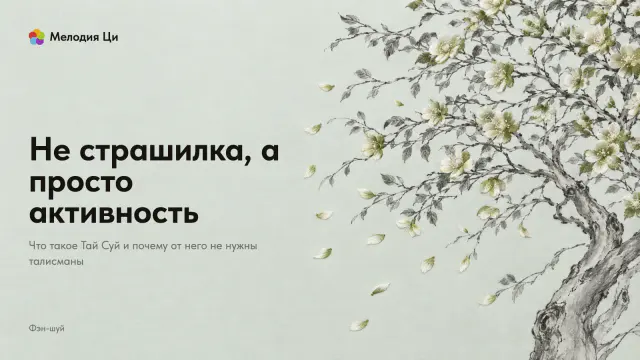 Старая яблоня, написанная тонкой линией тушью, гнётся под ветром влево, её цветы и летящие лепестки вышиты шёлком