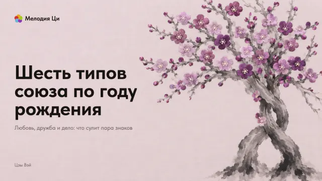 Два светлых ствола, написанных мокрой тушью, сплетаются в одну крону, сплошь усыпанную яркими цветками сливы, вышитыми шёлком
