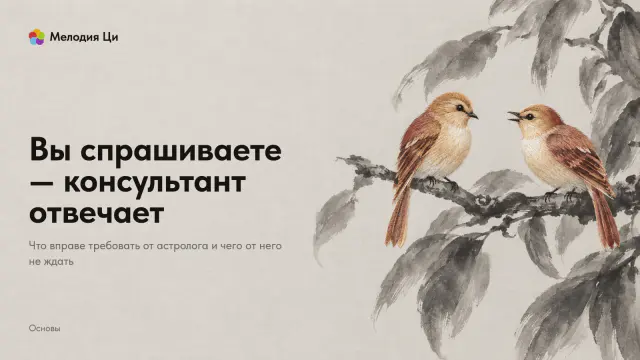 Две птицы, вышитые яркой шёлковой гладью, сидят на ветке среди широких серых мазков туши, одна с раскрытым клювом обращается к другой