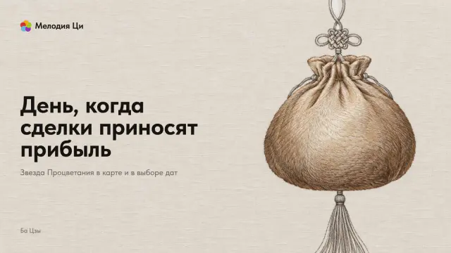 Большой туго набитый кошелёк, вышитый шёлком в тонах коры, висит на шнуре с плетёным узлом и кистью, написанными тонкой линией тушью
